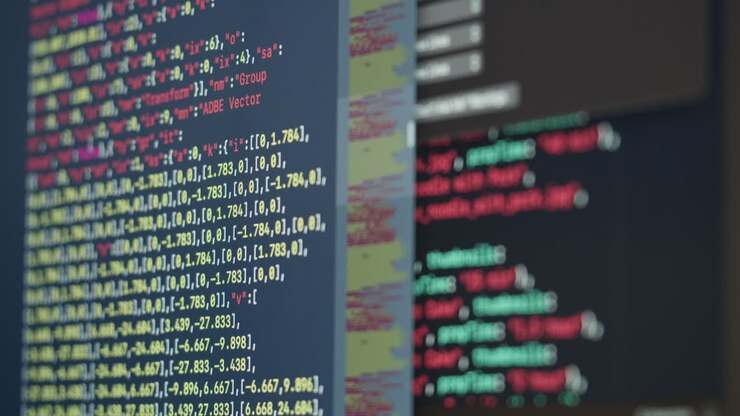 Computerkode på skærmen