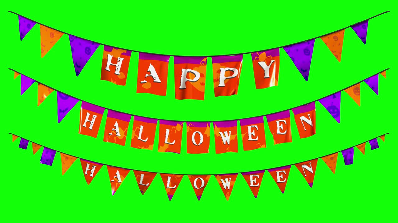 알파 채널과 함께 녹색에 할로윈 장식을 걸어