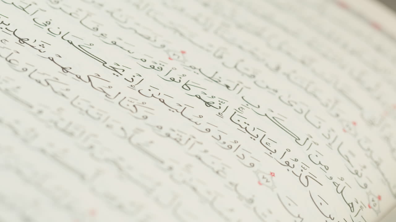 Quran book close-up, praying, islamic religion. Religious holiday Ramadan, holy month. Worship, making traditional prayer to God