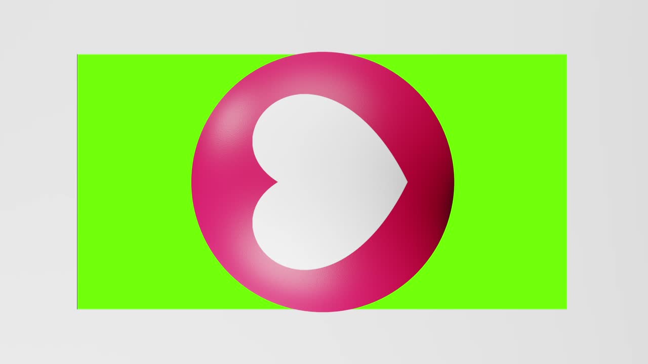 botón de reacción de emoji de amor de facebook con superposición de efecto 3d, vertical, pantalla verde