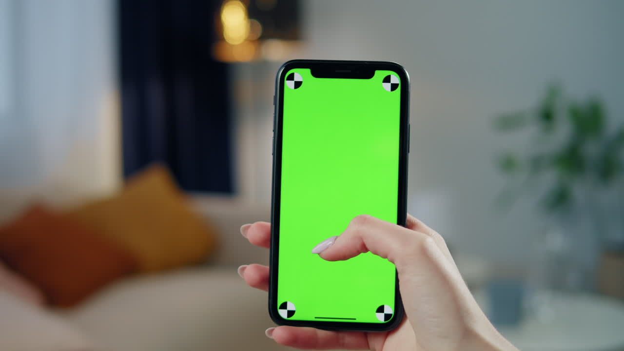 Smartphone con pantalla verde