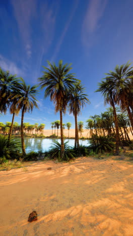 palm trees in an oasis in the desert