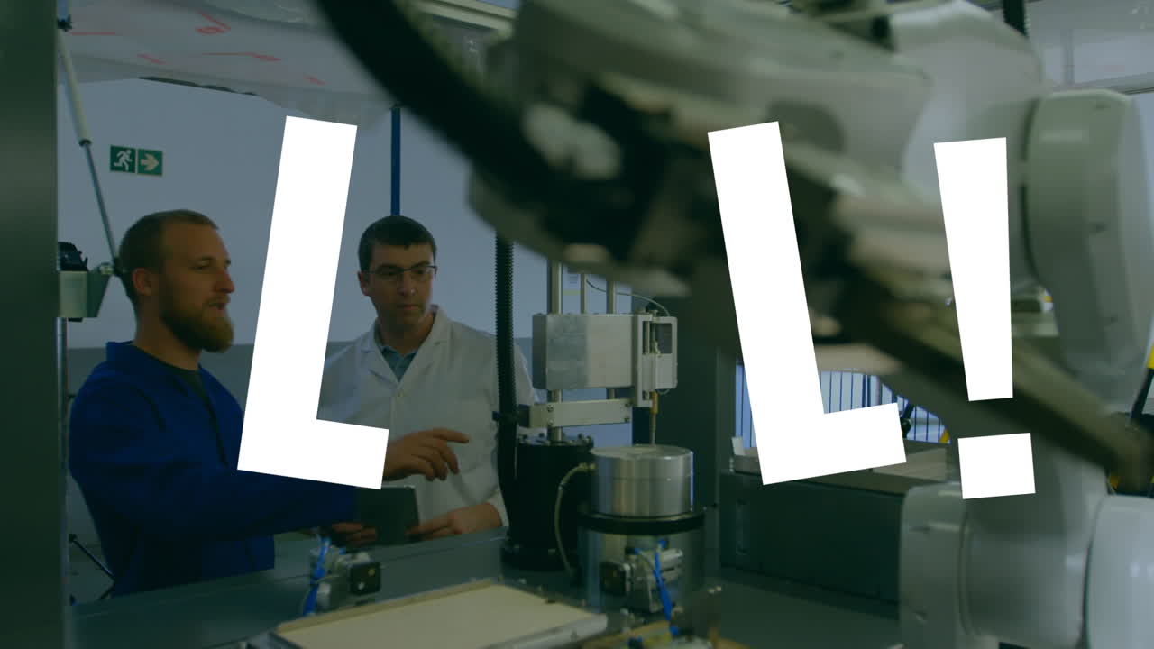 두 명의 다양한 작업자에 대한 모든 텍스트의 애니메이션