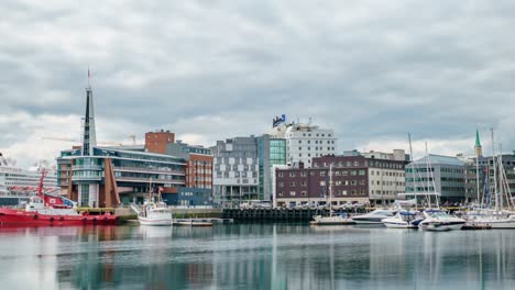 view of a marina in tromso, north norway