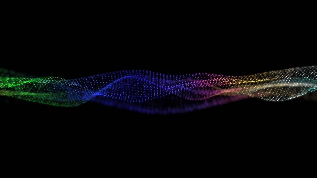 Particle waves 4K - 4k clip of Abstract blue wave particle over dark background, digital technology and innovation concept - Abstract blue wave pattern background - Abstract Moving Particle Wave in Dark Background - Motion Abstract background