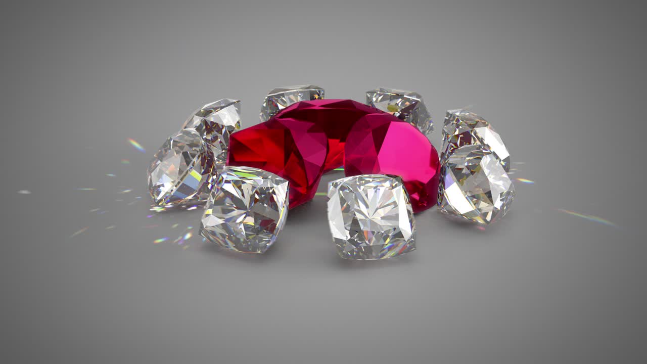 다이아몬드와 루비가 끊임없는 루프에 있습니다.