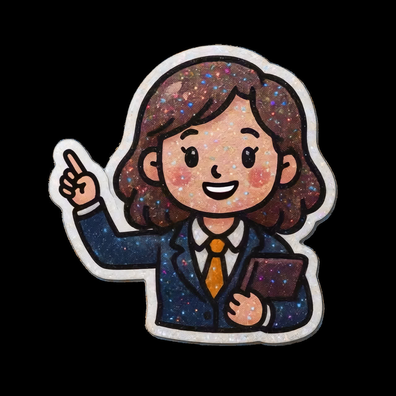 Cute cartoon businesswoman sticker animation isolated asset, transparent 4K video, alpha channel