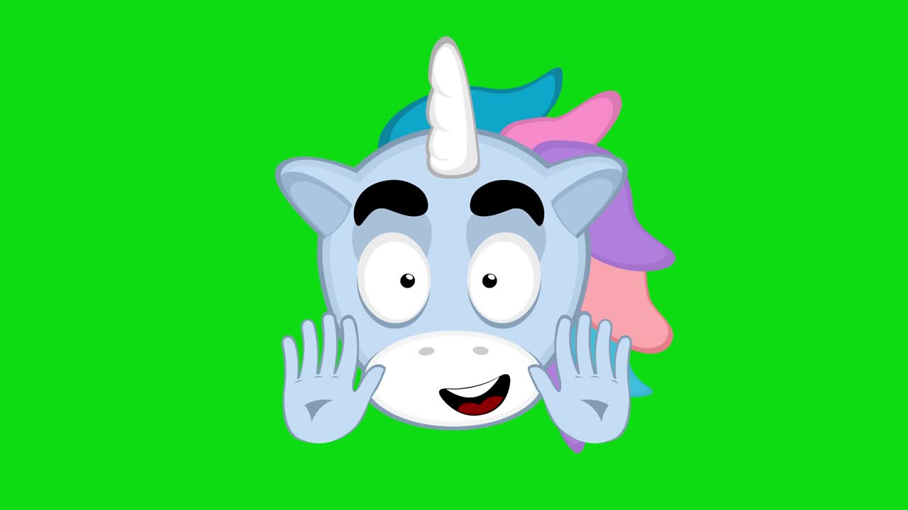 Loop animation of a cartoon unicorn waving with his hands