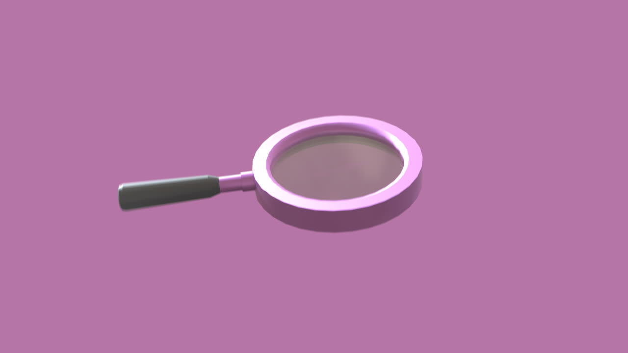анимация увеличительного стекла, вращающегося на фиолетовом фоне