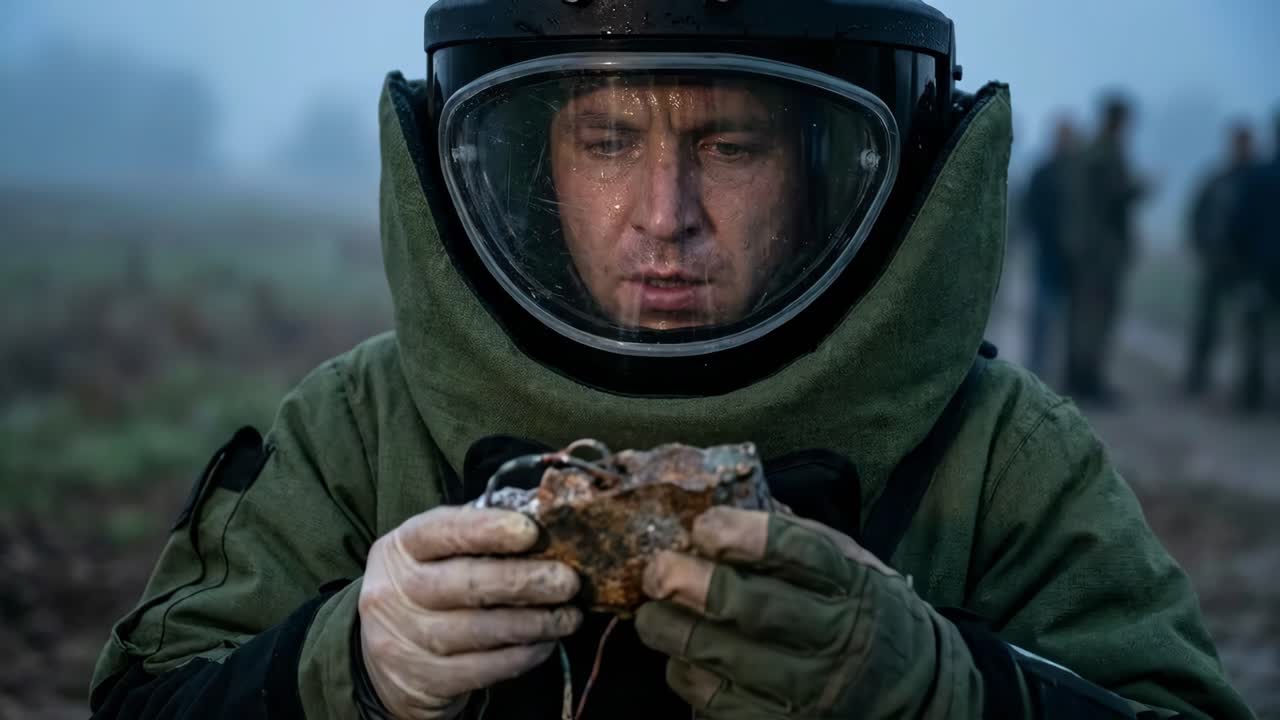Esperto artificiere che maneggia esplosivi