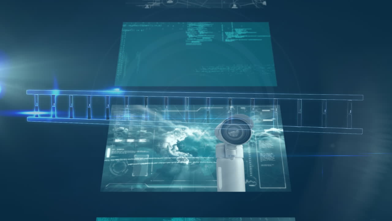 어두운 배경 위의 데이터 처리 및 dna  ⁇ 의 애니메이션