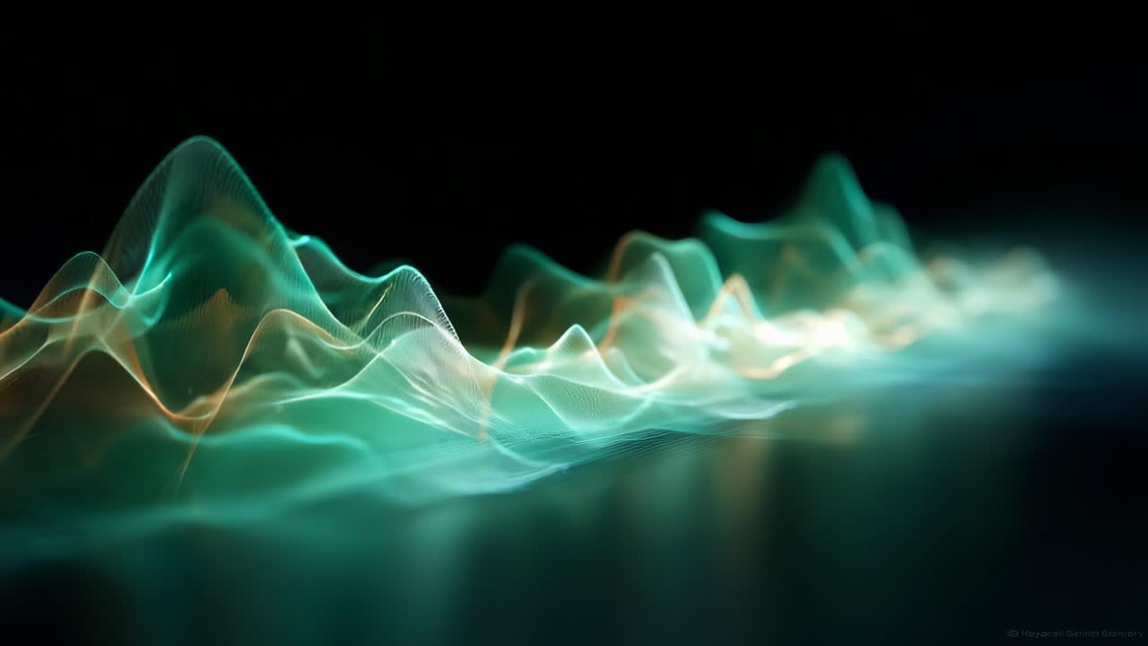Captivating Digital Waveforms: A Mesmerizing Journey Through Colorful Soundscapes and Fluid Motion Representing Music and Vibrations in a Fantastical Visual Display