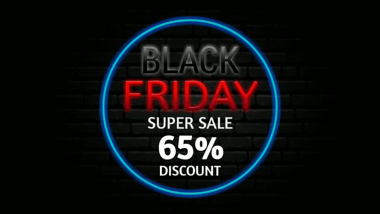 プロモーションビデオ向けブラックフライデー・スーパーセール、65%オフ割引のモーショングラフィックスバナー