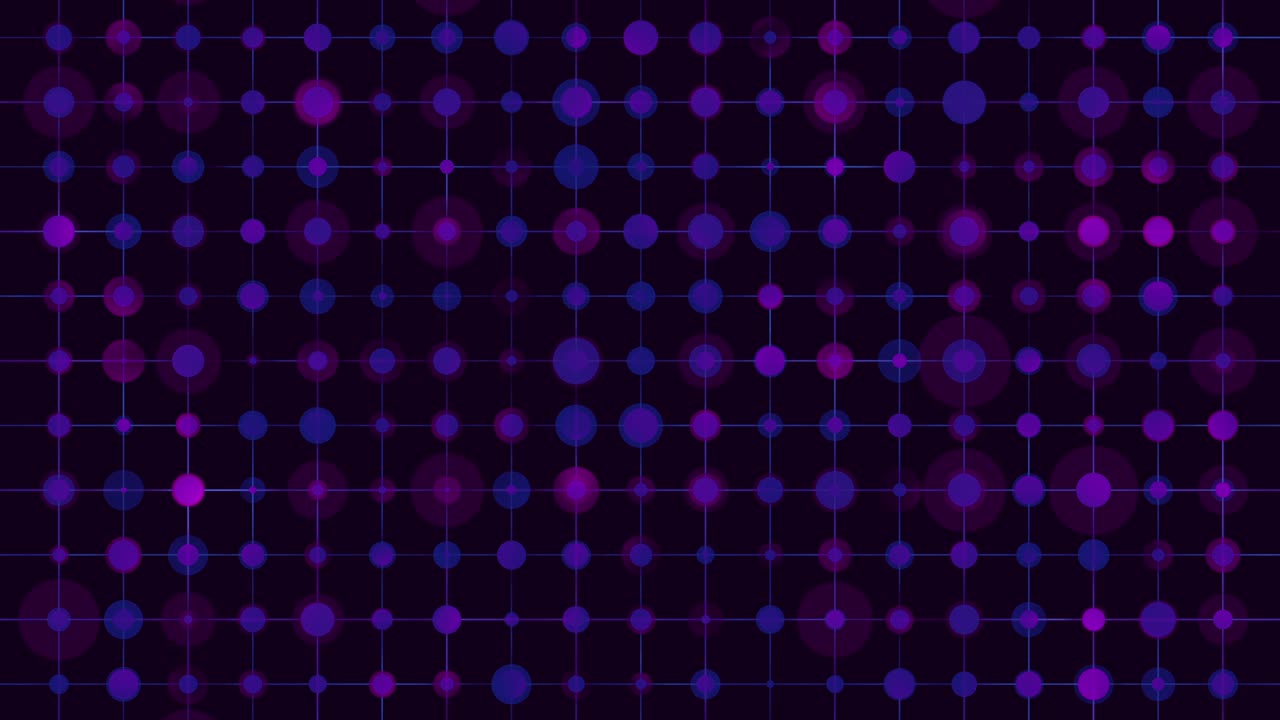 loopable abstract neon grid background with glowing purple and blue dots pattern