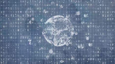animation of data processing over globe with people icons