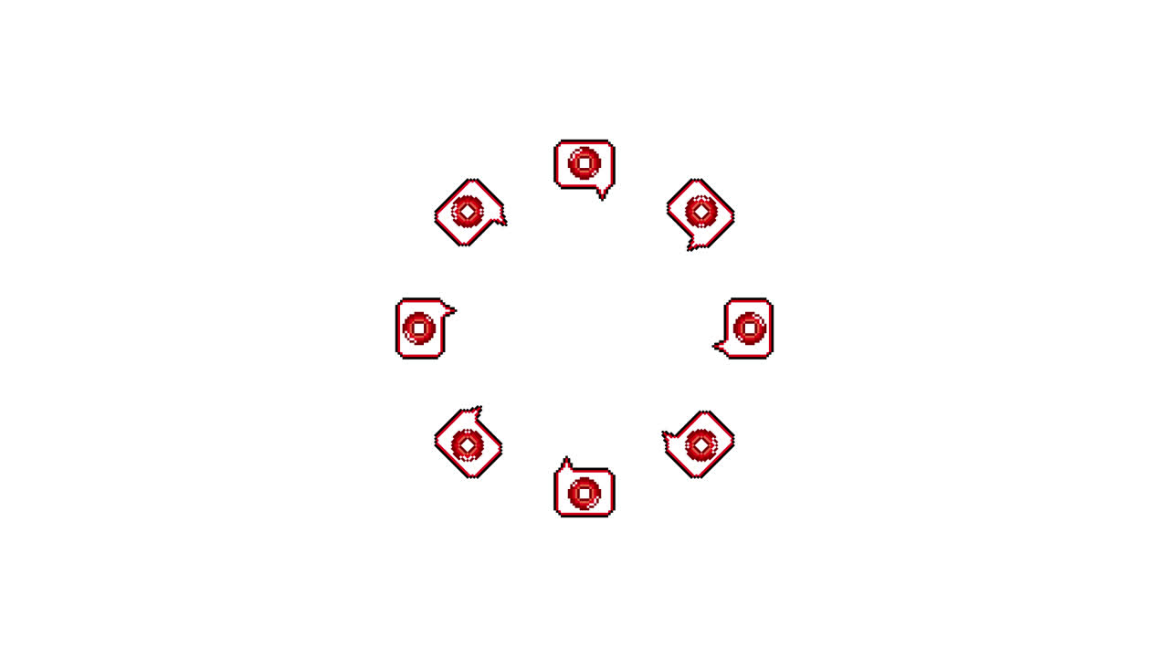 Pixel Art Speech bubble Circle mark Spinning Circle Animated Overlay Transparent 30fps (3)