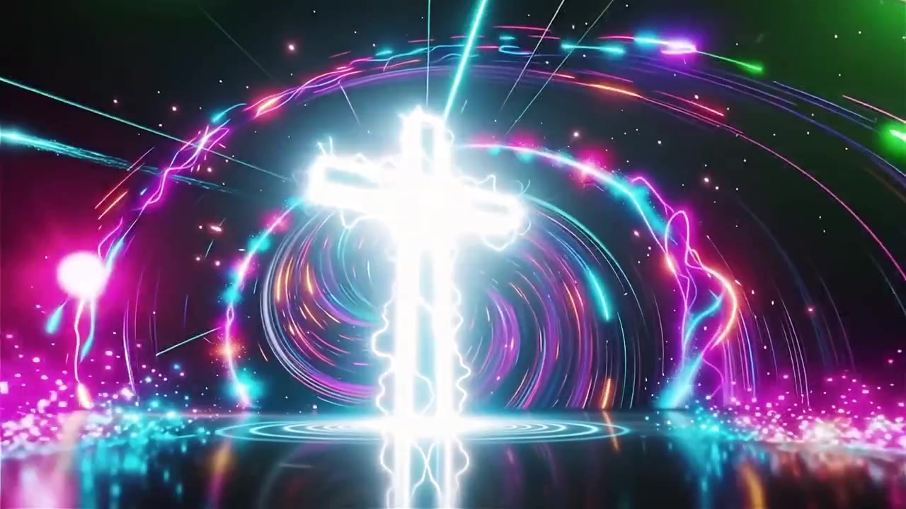 Croce Cristiana Luce Celestiale Sfondo per il Culto.