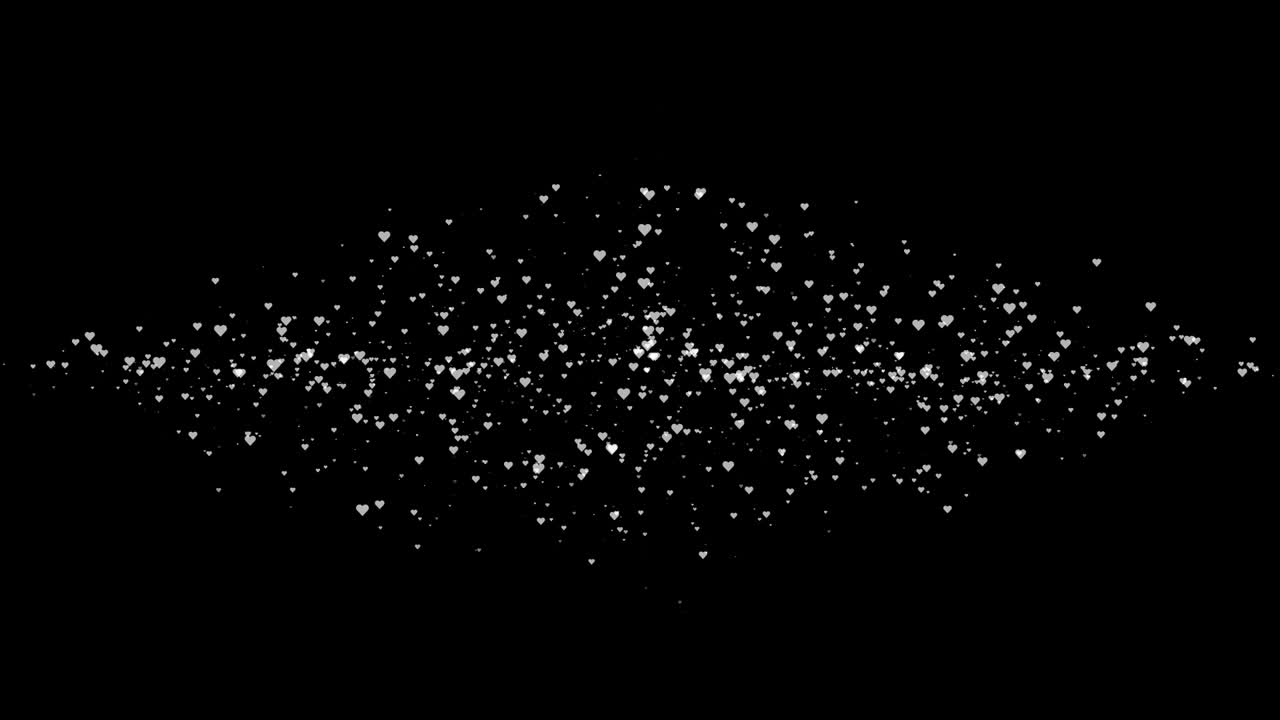 Cuori bianchi su uno sfondo nero. Animazione astratta per la festa di San Valentino.