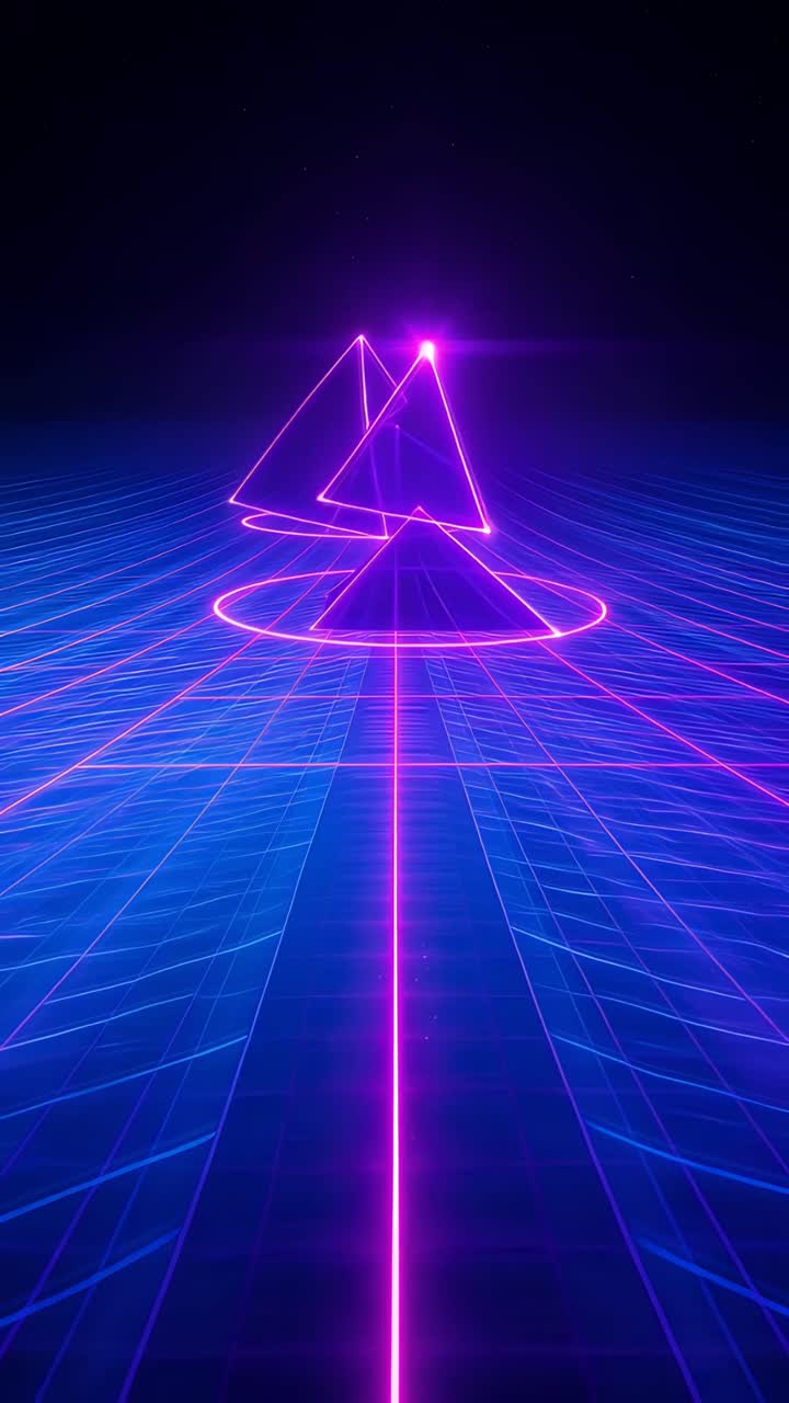 Retro-futuristico Sci-Fi Retrowave Griglia Neon 4K
