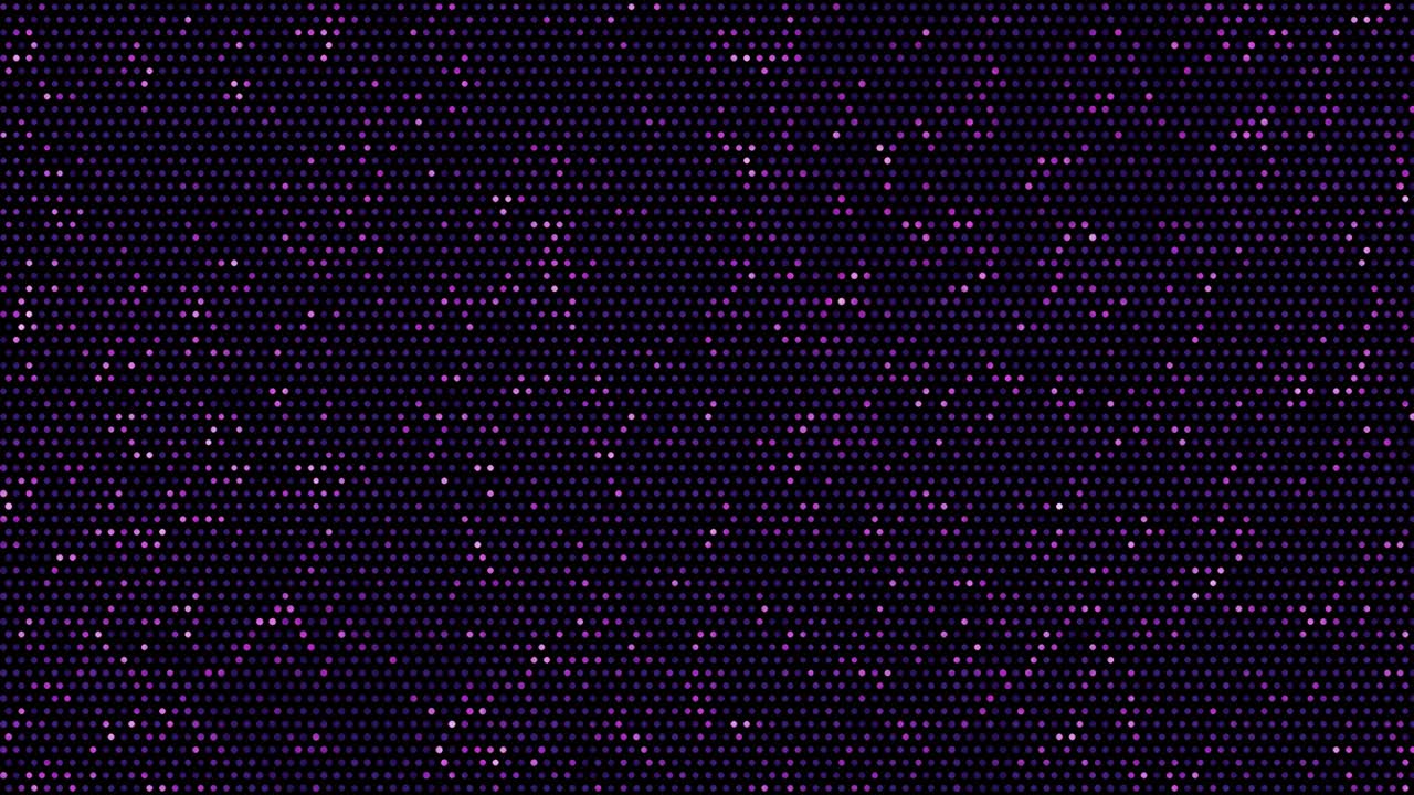 Abstract digital display pattern with flickering pulsating purple dots on a dark background, loopable animation