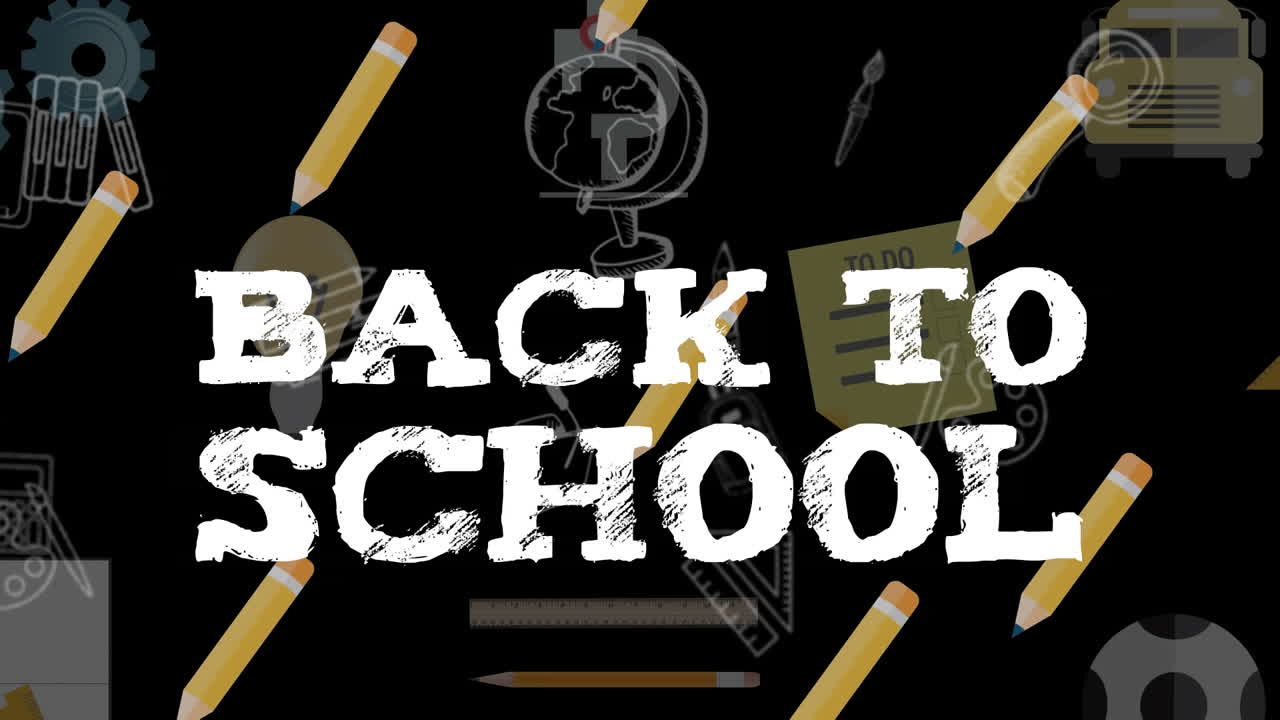 학교 아이콘 위에 학교로 돌아가는 텍스트의 애니메이션