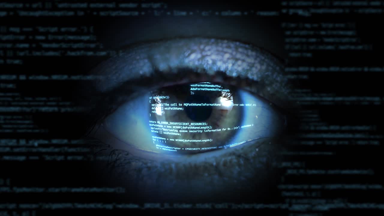 4k young man eye futuristic innovative technology vr mask with virtual reality holograms coding