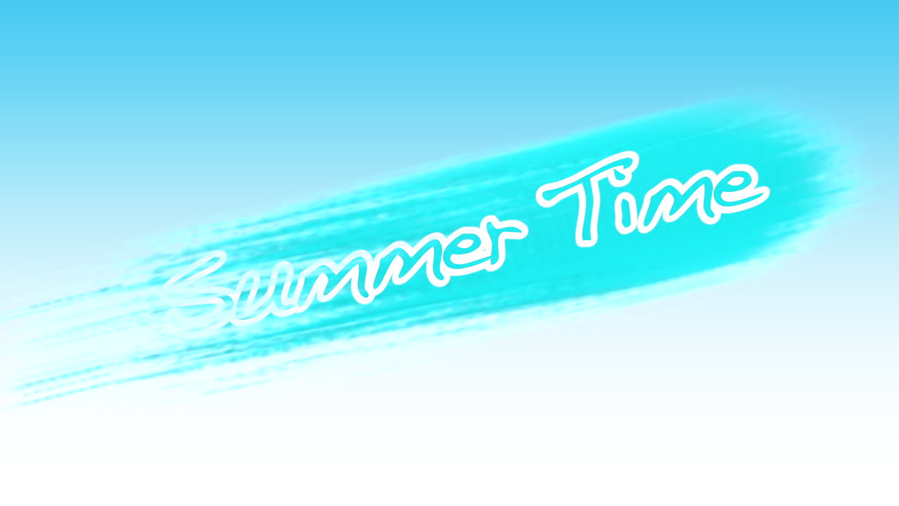 흰색 그라데이션이 있는 파란색 아트 페인트 브러시의 여름 시간