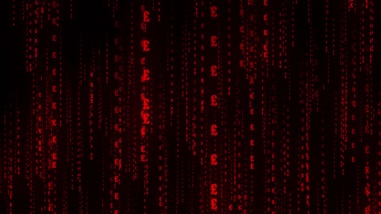 Matrix Style background of falling British Pound Symbols