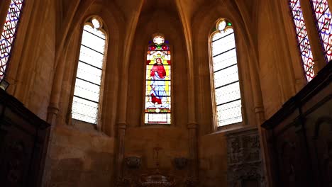 stained glass window in saint sacerdos cathedral