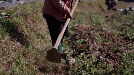 farmer tilling soil in a field