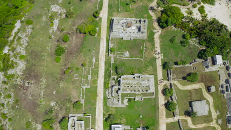 mayans ruins of tulum mexico in quintana roo from drone view