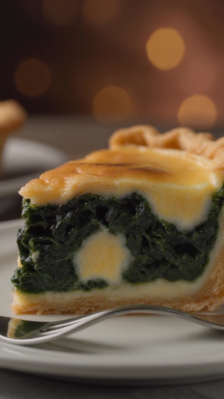 Tabakta Bir Dilim Ispanaklı ve Yumurtalı Kiş