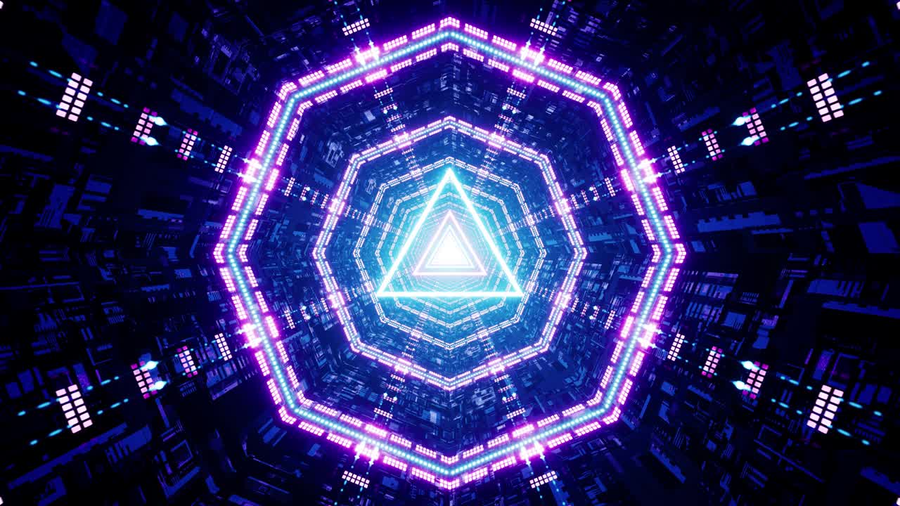네온 sf 포털의 삼각형 빛
