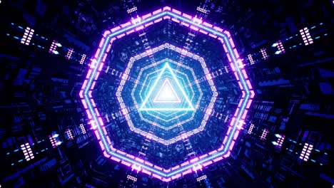 luz triangular en el portal de ciencia ficción de neón