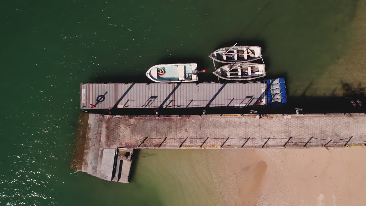 Aerial view of sailboats in port
