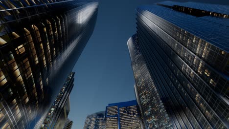 rascacielos de la ciudad por la noche con cielo oscuro