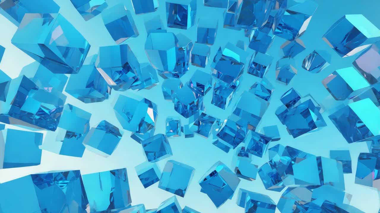 추상적인 파란 큐브