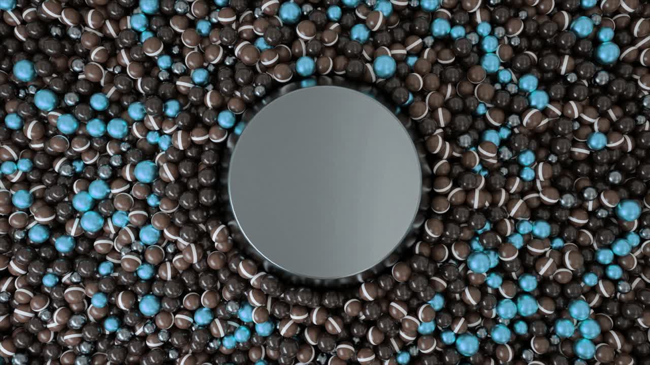 Abstract 3D Render with Colorful Balls and a Dark Podium