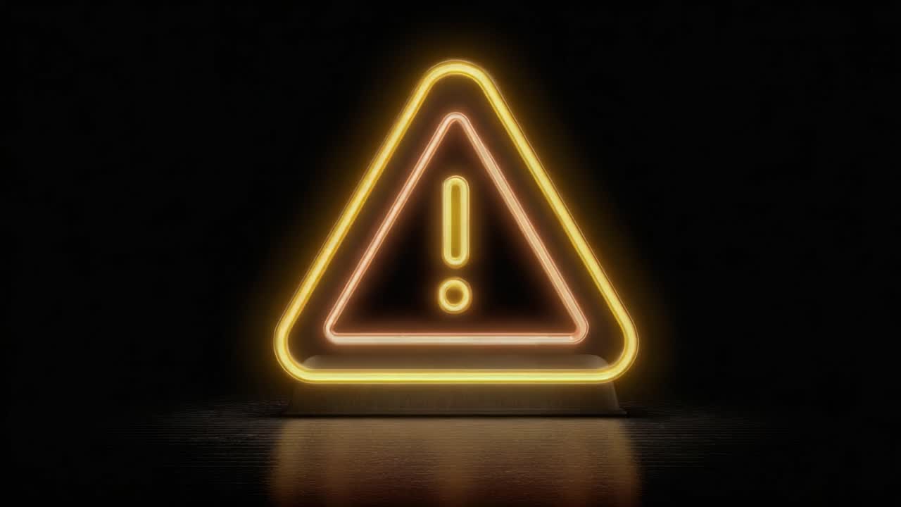 A Dramatic Contrast Between Warning Signs in Illuminated and Dark Environments, Highlighting the Importance of Alerts and Safety Precautions