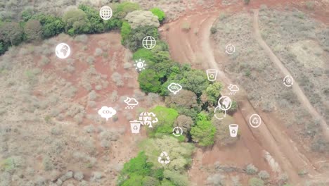 futuristic aerial drone view of the forest coverage