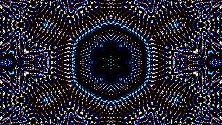 colorful lines glowing waves flower shape background kaleidoscope abstract
