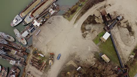 A-mysterious-car-enters-the-shipyard---drone-topshot