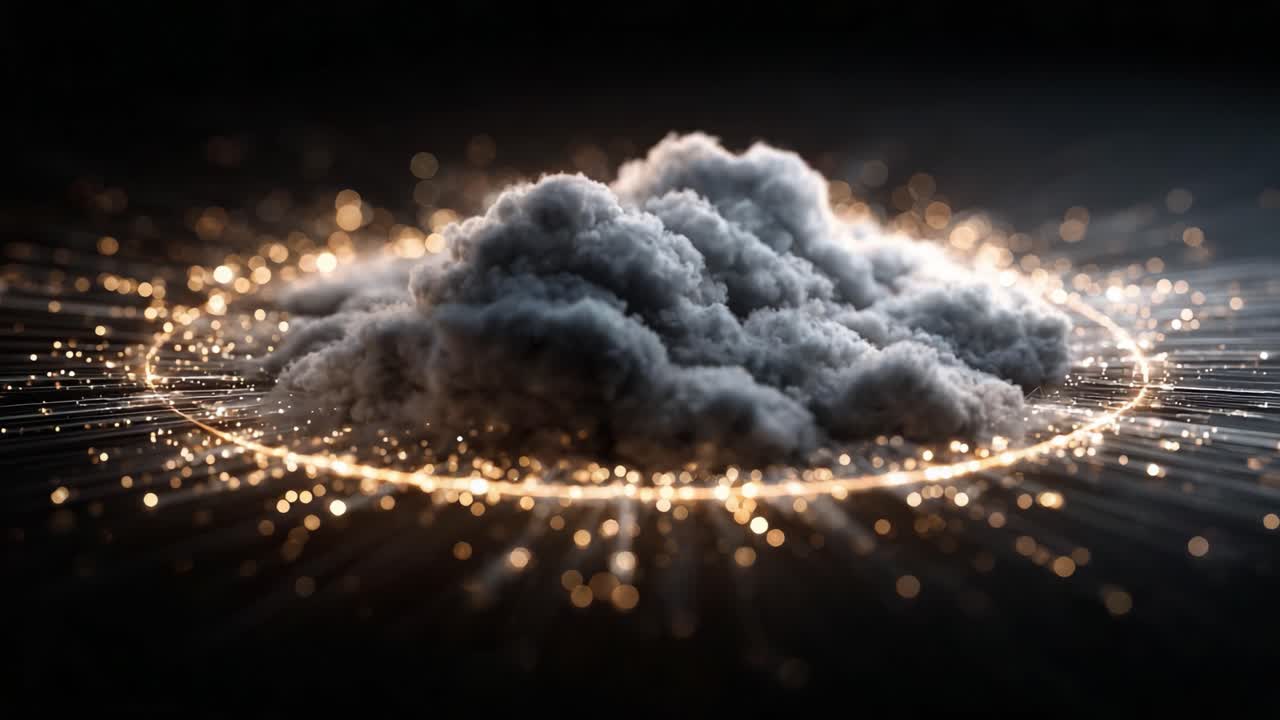 A Captivating Display of Ethereal Clouds Surrounded by Radiant Light Particles, Creating a Mysterious and Enchanting Atmosphere of Wonder and Imagination