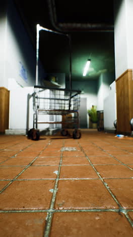 abandoned laundry room at night