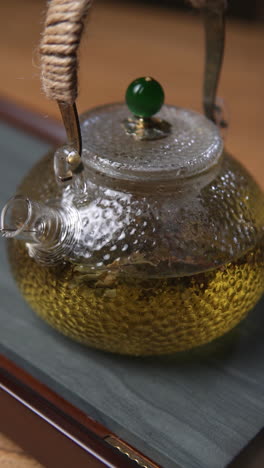 glass teapot with tea