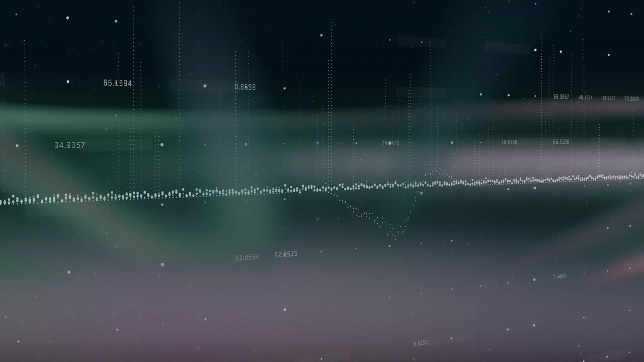On data update, white waveform expanding, dipping with colored beams shifting to show data flow