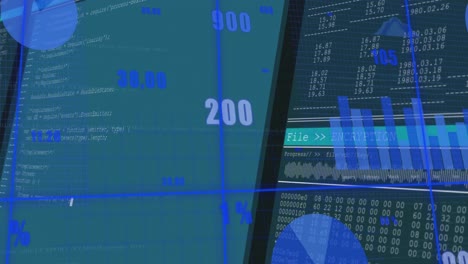 Animation-of-multiple-graphs-with-changing-numbers-over-programming-language-on-computer-screens