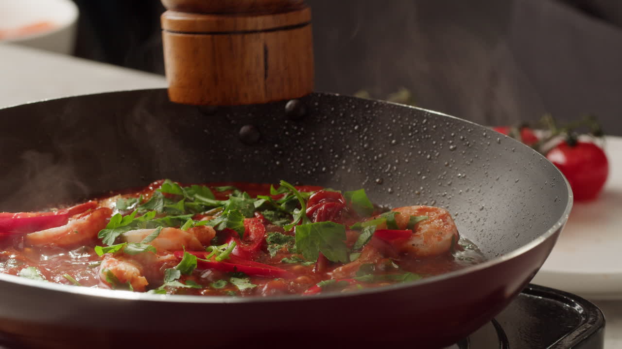 Cooking Shrimp with Tomato Sauce