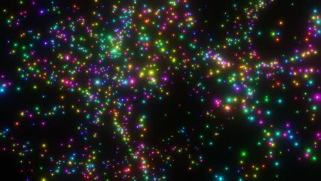 multicolored glowing particles in space.