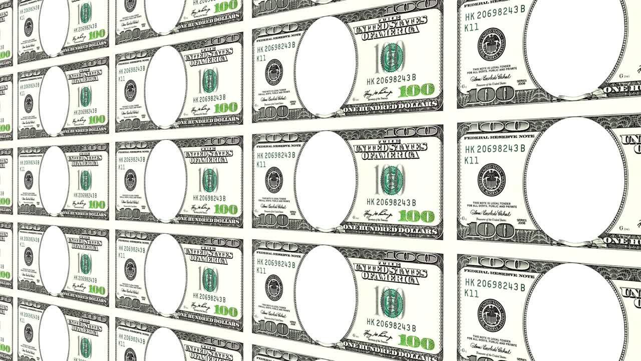 얼굴이 없는 100달러 지폐는 3d로 이 여 있습니다.